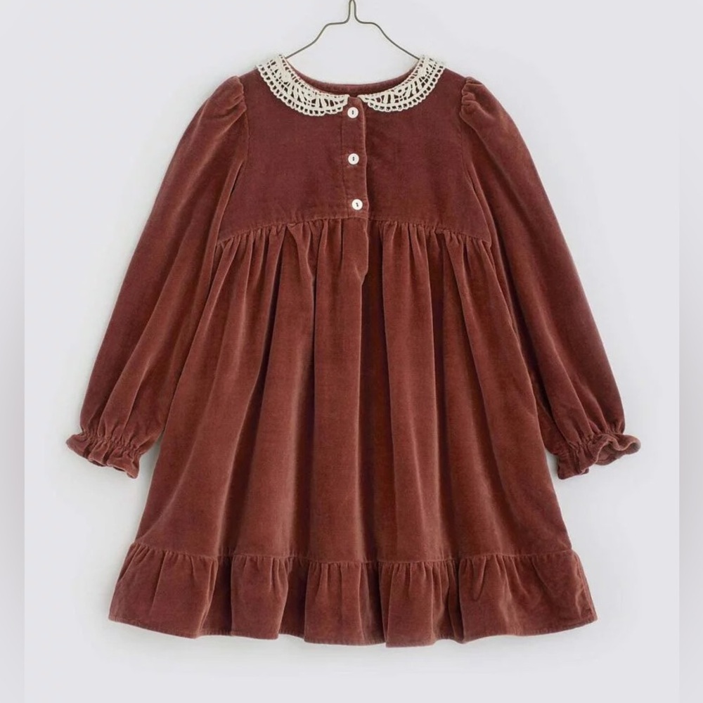 LITTLE COTTON CLOTHES - Elvie Dress Copper Velvet 9-10 NWT